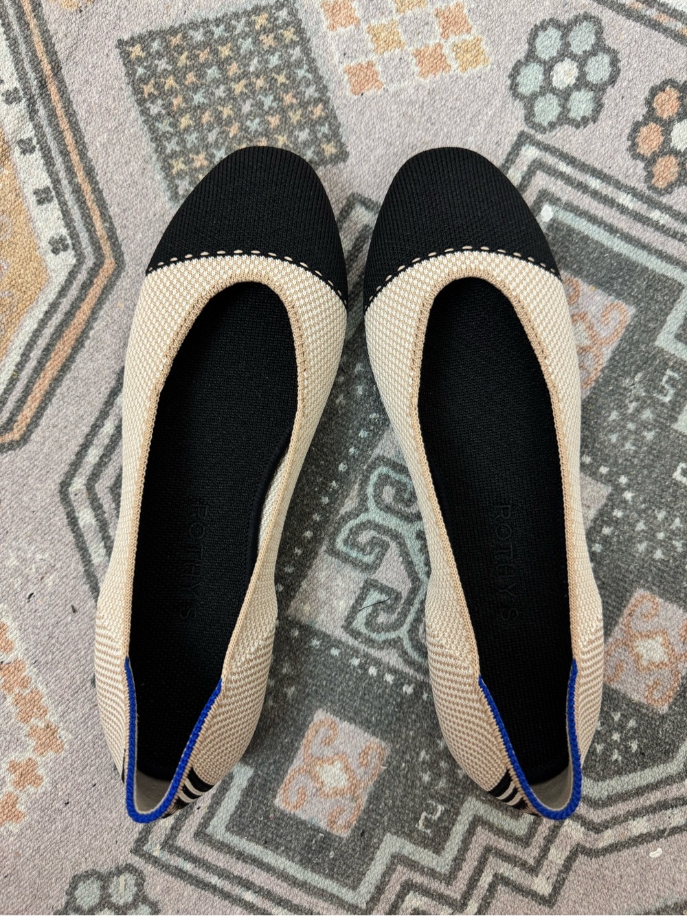 New Without Tag Rothy’s Women The Square Tuxedo Two Tone Ballet Flats size 7.5